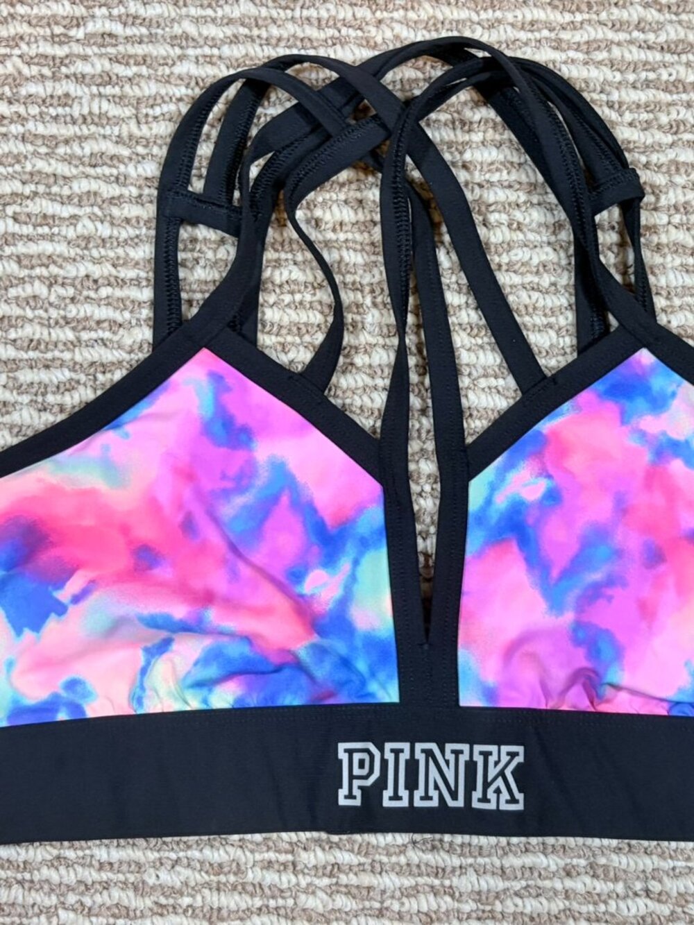 #18 Victoria’s Secret PINK Ultimate Strappy Sports Bra Tie Dye, Size M